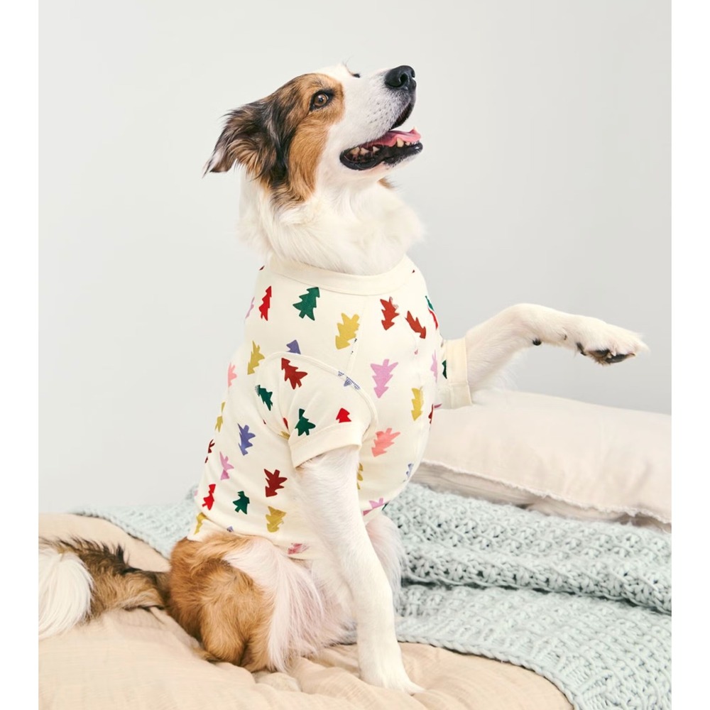 Hanna Andersson Pet John Dog Large Cream New Tannenbaum Tree Organic Pajamas